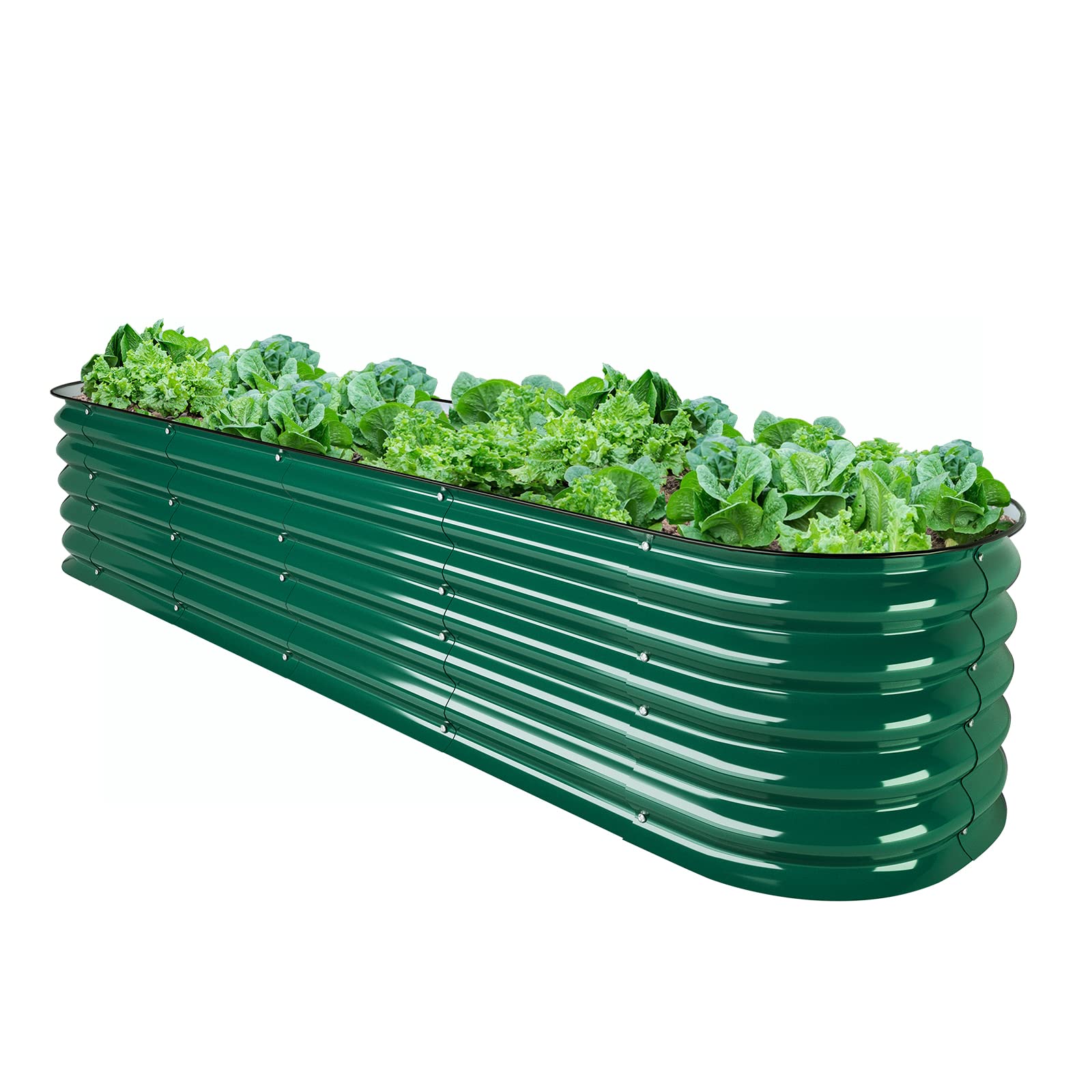 VEGEGA. 8ft X 2ft X 1.4ft Raised Garden Bed Kit, Large Zinc-Aluminum-Magnesium Stainless Steel Metal Planter Box, for Planting Outdoor Plants Vegetables, Dark Green