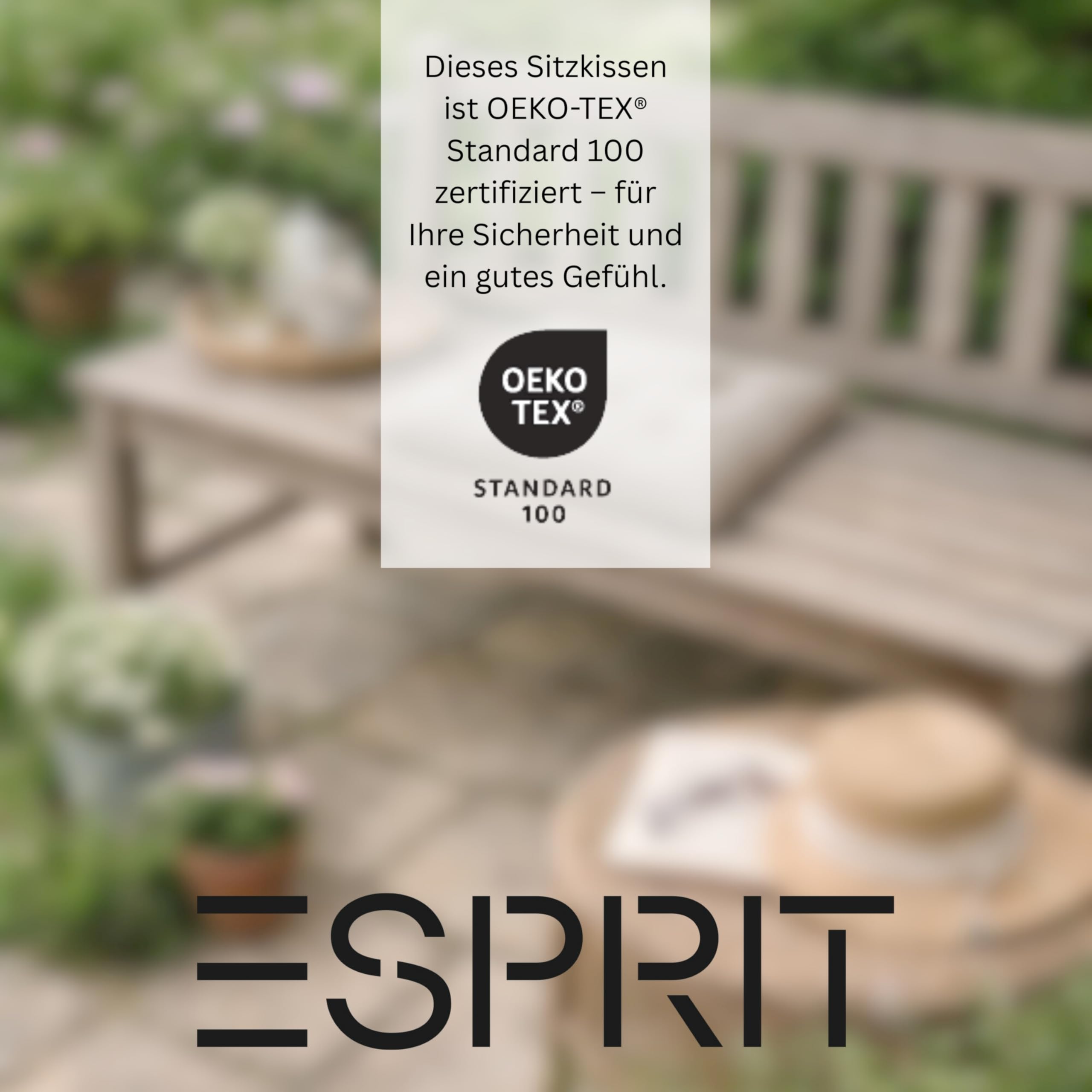 Esprit Juego de 4 cojines de asiento para silla, 40 x 40 cm, color marrón, cómodos cojines para silla de comedor y cocina, lavables hasta 30 °C, certificado Öko-Tex, cojín para muebles de jardín