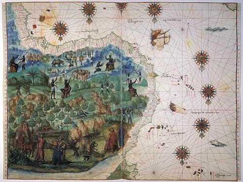 Póster de mapa de África Occidental C1547 Nfrom The Vallard Atlas The Map Drawn Upside-Down As If Viewed From Europe Depicts The Trading Fortress Of