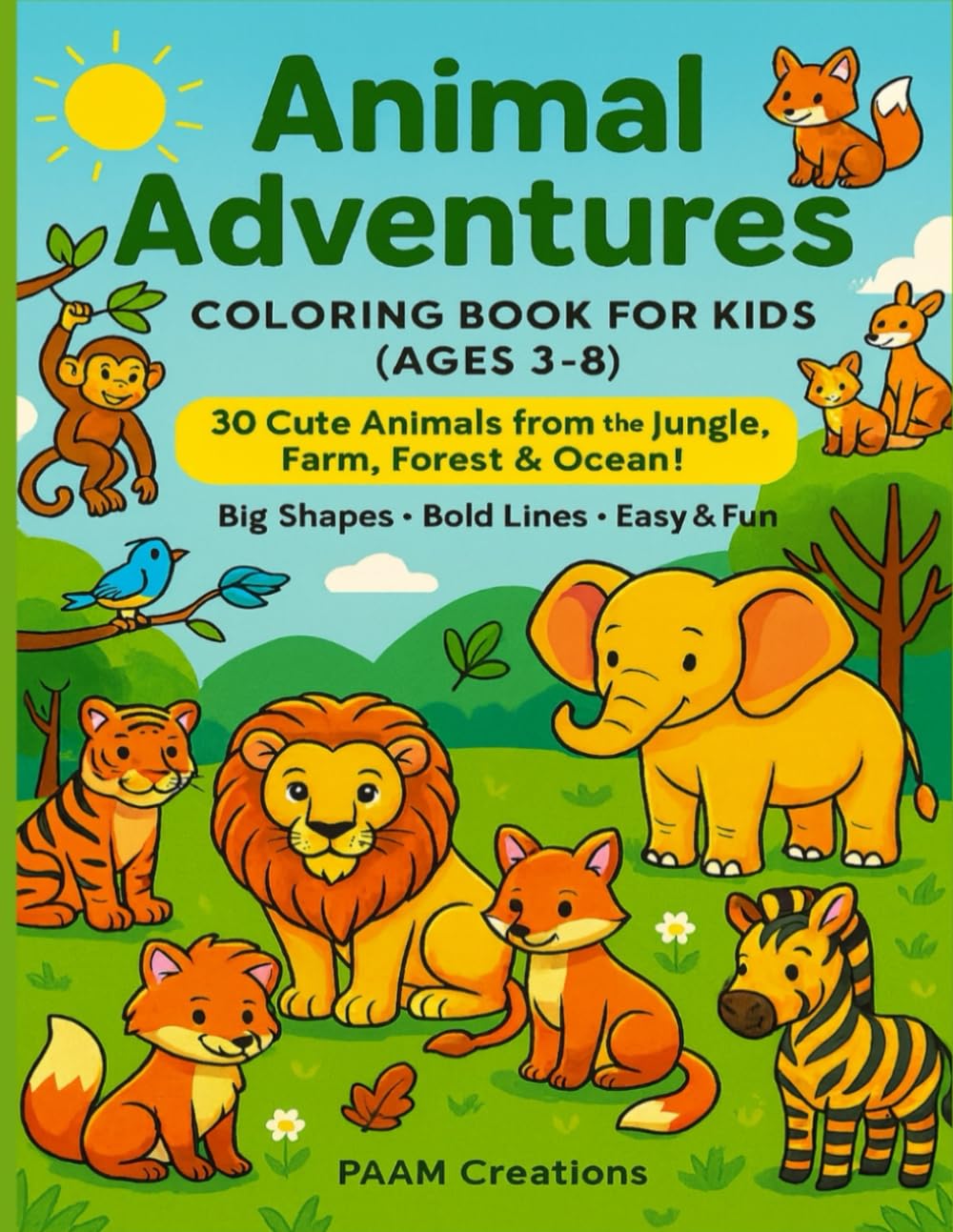 ANIMAL ADVENTURES: Colouring Book for Kids