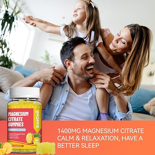 Vista 5 de Gomitas de citrato de magnesio de 1400 mg, gomitas de magnesio de alta absorción para adultos, suplemento de goma de magnesio extra fuerte