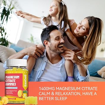 1400MG Magnesium Citrate Gummies, High Absorption Magnesium Gummies for Adults, Extra Strength Magnesium Gummy Supplement for Healthy Relaxation, Vegan, Non-GMO, 60 Count
