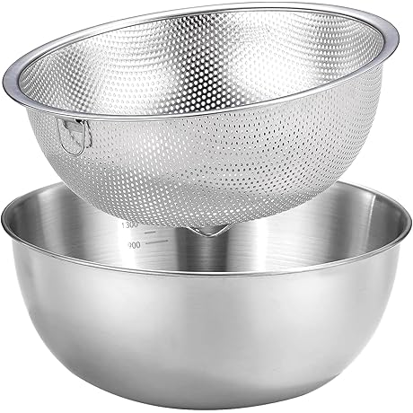 Stainless Steel Rice Washing Strainer Bowl Set