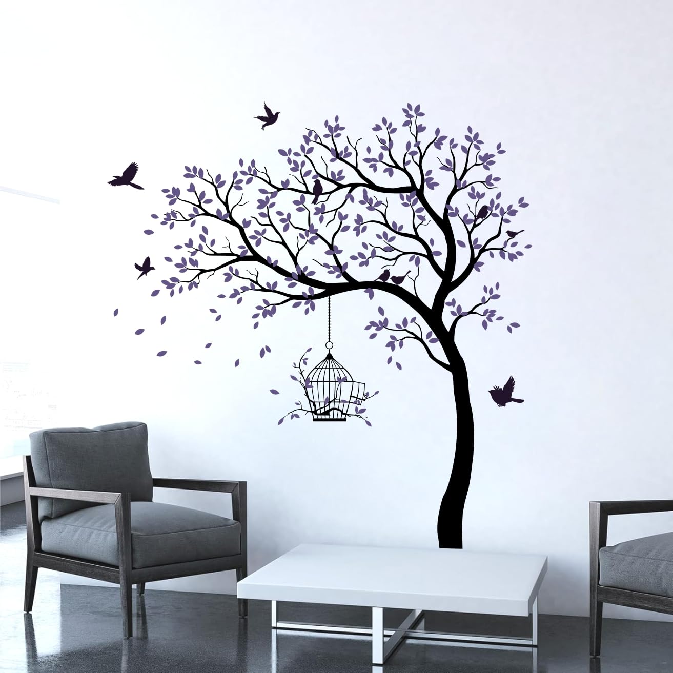Rawpockets Tree with Birds and Cage Self Adhesive Wall Sticker (Purple) (B0D8QCM56S) Amazon Price History, Amazon Price Tracker