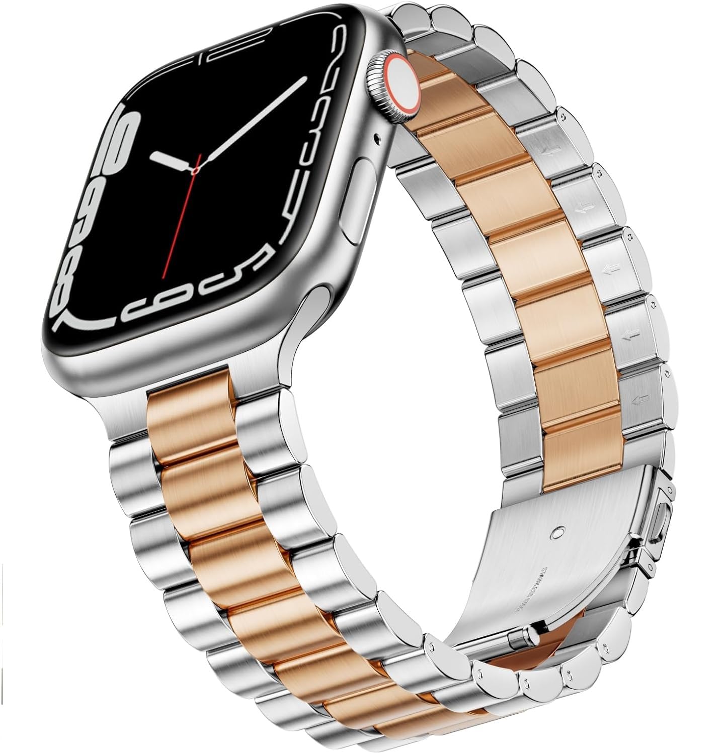 HAMZ Compatible with Apple iWatch Bands, Stainless Steel Bands for Apple Watch Ultra 2/Ultra 49mm, Series 10 46mm, 9/8/7 45mm, SE2/6/5/4 44mm, 3/2/1 42mm (Silver-Rose Gold, 49mm/46mm/45mm/44mm/42mm) (B09ZJ9545N) Amazon Price History, Amazon Price Tracker