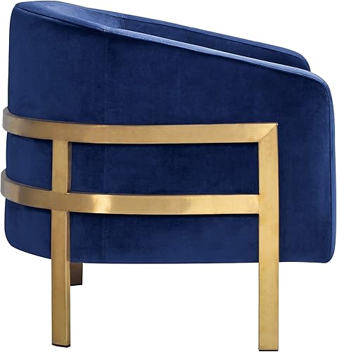 Miniatura 11 de Iconic Home Monte Accent - Silla de club elegante y elegante de terciopelo con acabado de latón cepillado, marco de acero inoxidable moderno y Negro