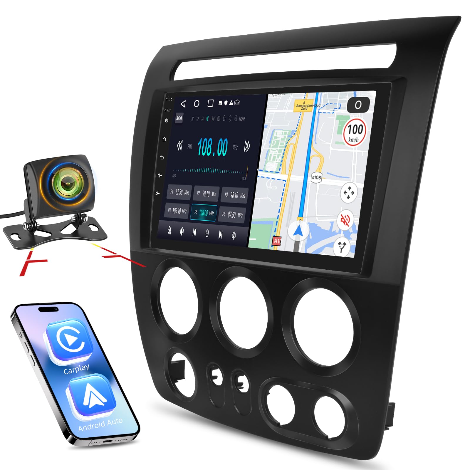 Photo 1 of [2+64G] for Hummer H3 2005 2006 2007 2008 2009 2010 Android Car Stereo - Wireless Carplay & Android Auto - 9 Inch Touchscreen Radio with Equalizer, WiFi, GPS, Split Screen + AHD Rear View Camera, MIC