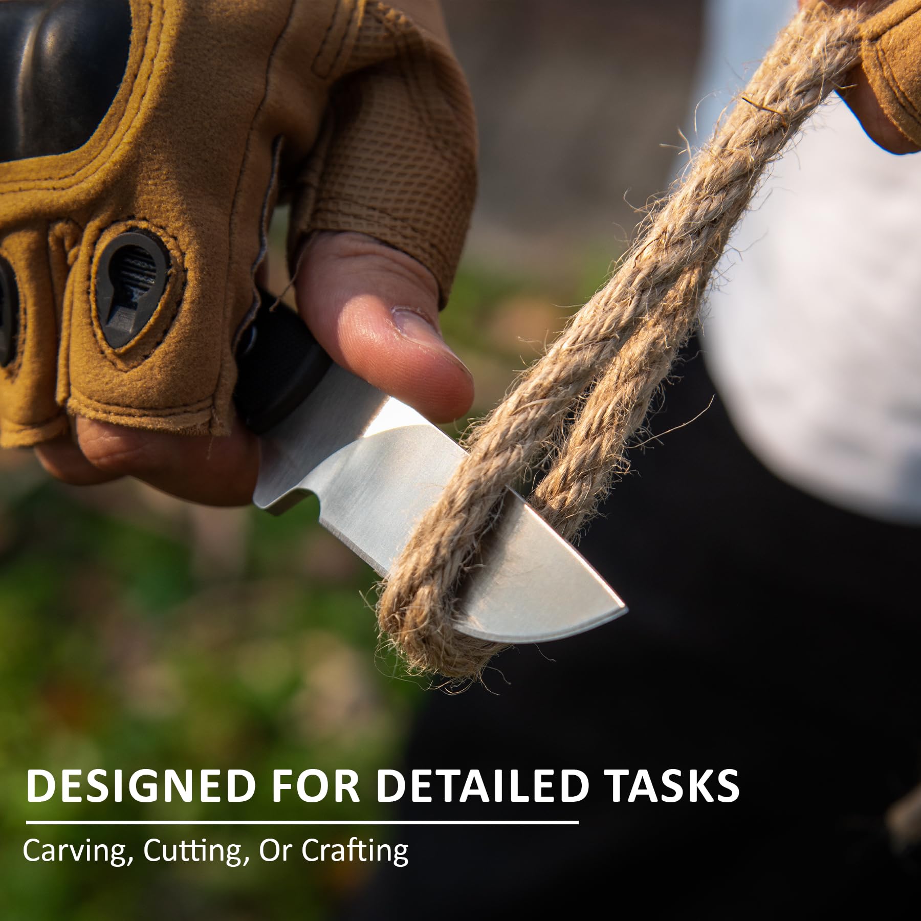 TROCK Small Fixed Blade Knife, 2.36” Drop Point D2 Blade Camping Hutting Hiking Knife for Men Women G10 Handle with Sheath and Clip Outdoor Daily Use EDC