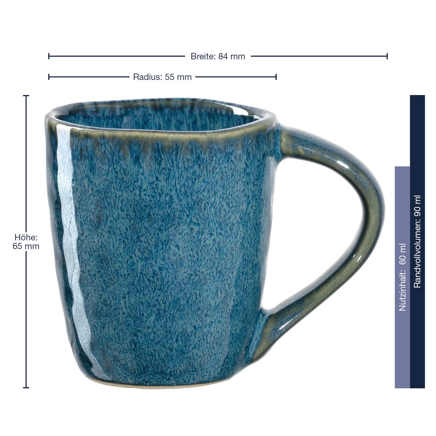 LEONARDO HOME 018596 MATERA Lot de 4 tasses à expresso en céramique Bleu 90 ml