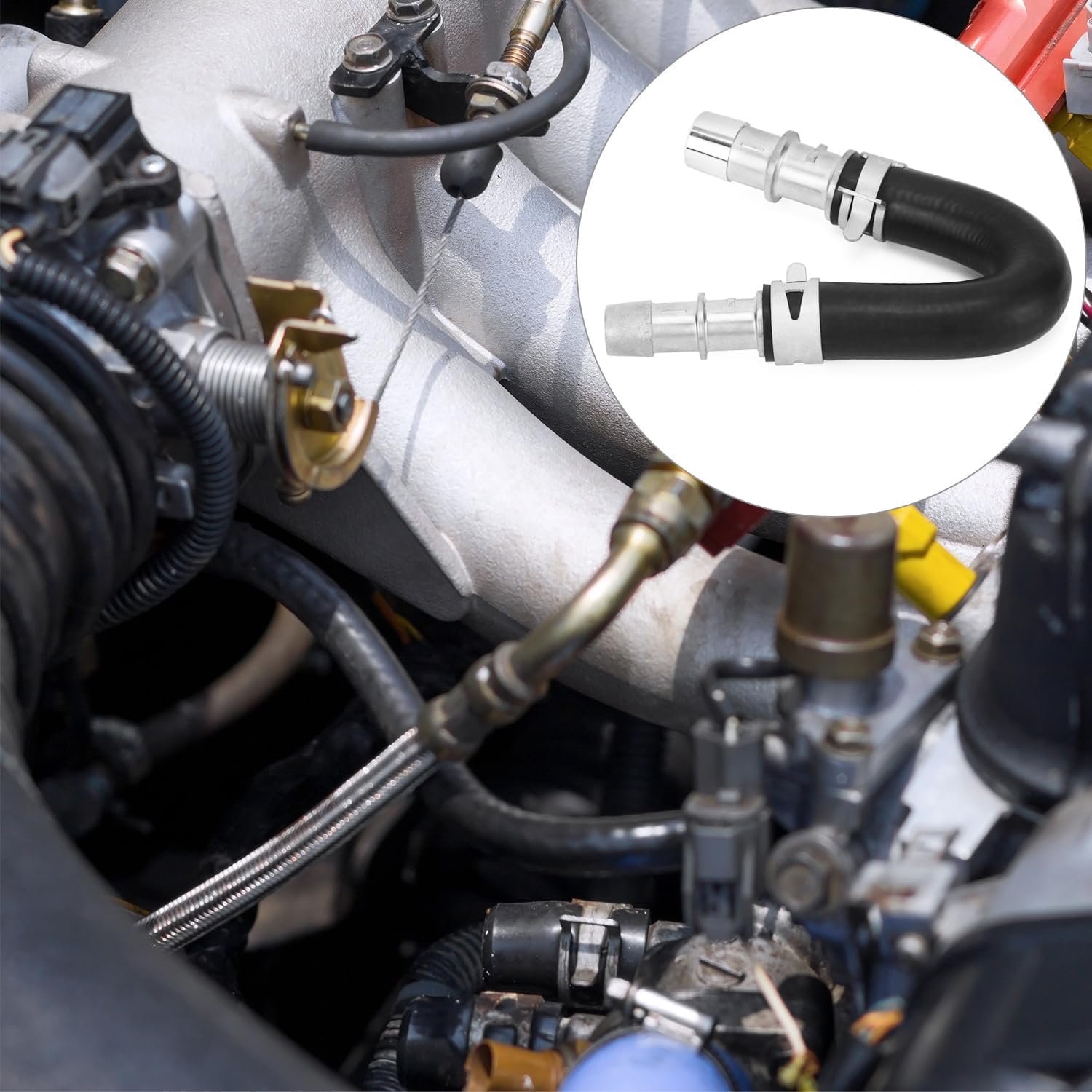 QWORK Upgrade Aluminum Engine Heater Core Bypass Kit, Includes Interchangeable 5/8" and 3/4" Hose Fittings, Direct Replacement with Quick Installation