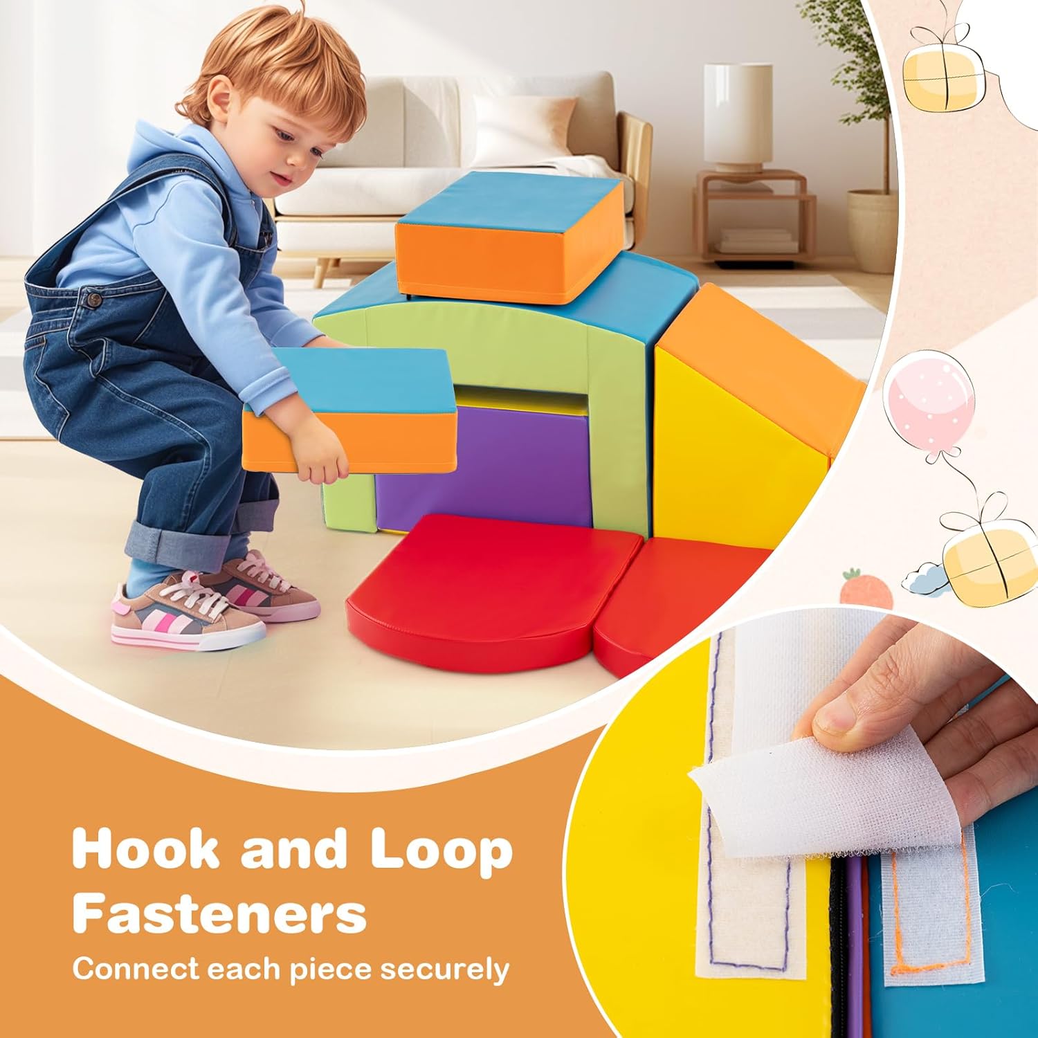 HONEY JOY Toddler Climbing Toys Indoor, 6-Piece Soft Climbing Foam Block Activity Play Structure, Gym Equipment for Child Development, Waterproof & Easy to Clean Climb and Crawl Playset, Colorful