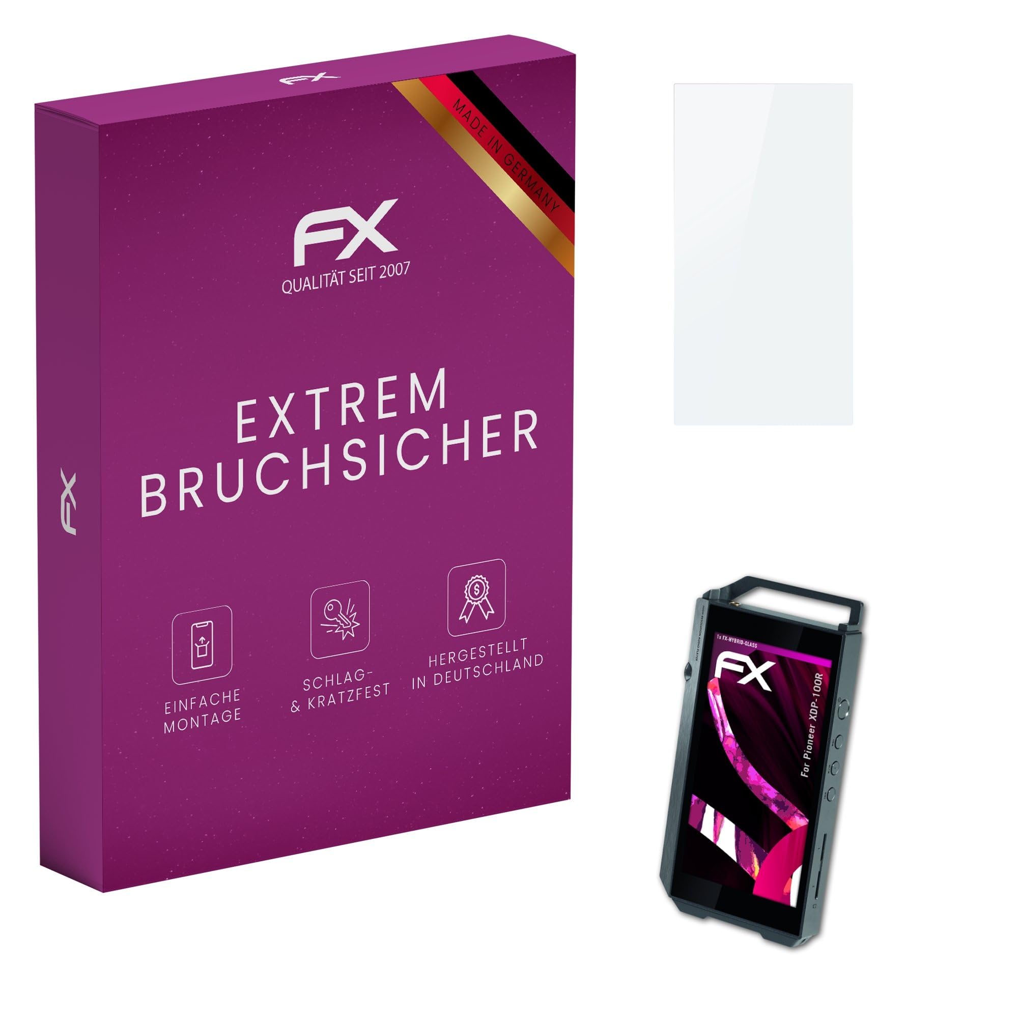 atFoliX Plastic Glass Protective Film compatible with Pioneer XDP-100R Glass Protector, 9H Hybrid-Glass FX Screen Protector