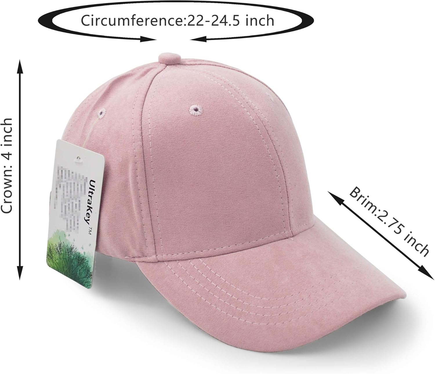 UltraKey Suede Baseball Cap, Unisex Faux Suede Leather Classic Adjustable Plain Hat Baseball Cap - Image 2