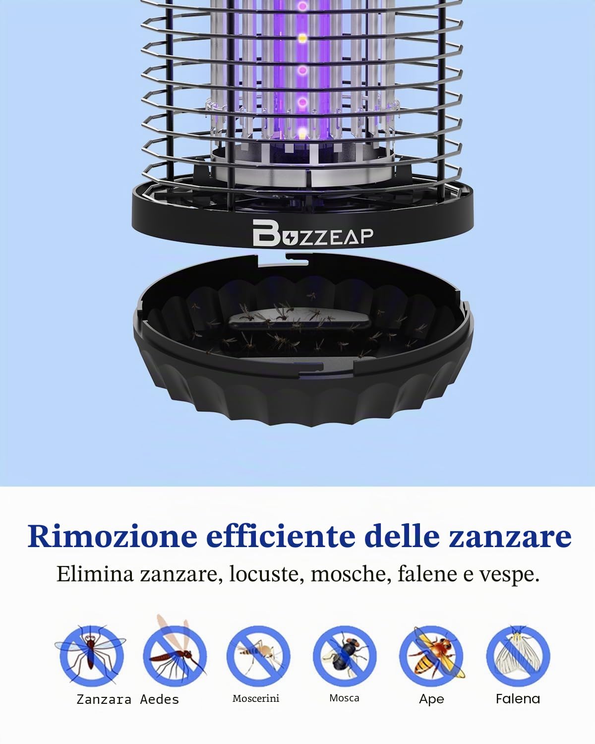 Lampada Antizanzare, 3800V UV Lampada Antizanzare Elettrica, IPX4 Impermeabile Lampada Antizanzare Da Esterno Per Interni ed Esterni, Contro Zanzare, Mosche e Insetti Volanti