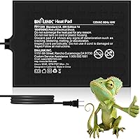 BN-LINK 8x12 Inch Reptile Heat Pad 16W Under Tank Heater for 30-40 Gallon Terrariums - Waterproof for Turtles, Lizards, Snakes, Frogs