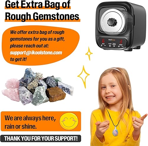 Miniatura 6 de Kit de vaso de roca profesional extra grande de 3 libras, reducción de ruido y pulidor de rocas con motor sin escobillas para adultos y niños,