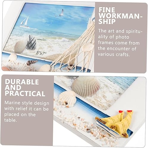 Miniatura 6 de VOSAREA 4 Pcs Photo Frame Ocean Themed Picture Frames Beach Themed Decoration Decoraciones Para Salas De Casa Beach Picture Frames Collage Picture