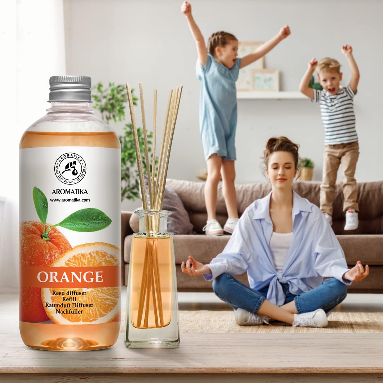 Orange Room Diffuser Refill Set 2*17 Fl Oz - Room Fragrance Diffuser with Natural Essential Orange Oil - Best for Aromatherapy - Spa - Home - Kitchen - Bath - Office - Fintess - Restaurant - Boutique - Image 7