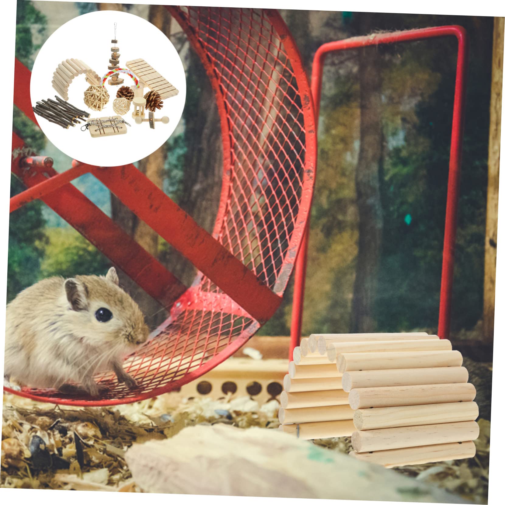 INOOMP 1set Giocattoli Da Masticare Legno Per Criceti e Conigli Inclusi Altalena e Dondolo Giochi Per Piccoli Animali Domestici Compagni Divertenti e Stimolanti Per Tuo Zampe