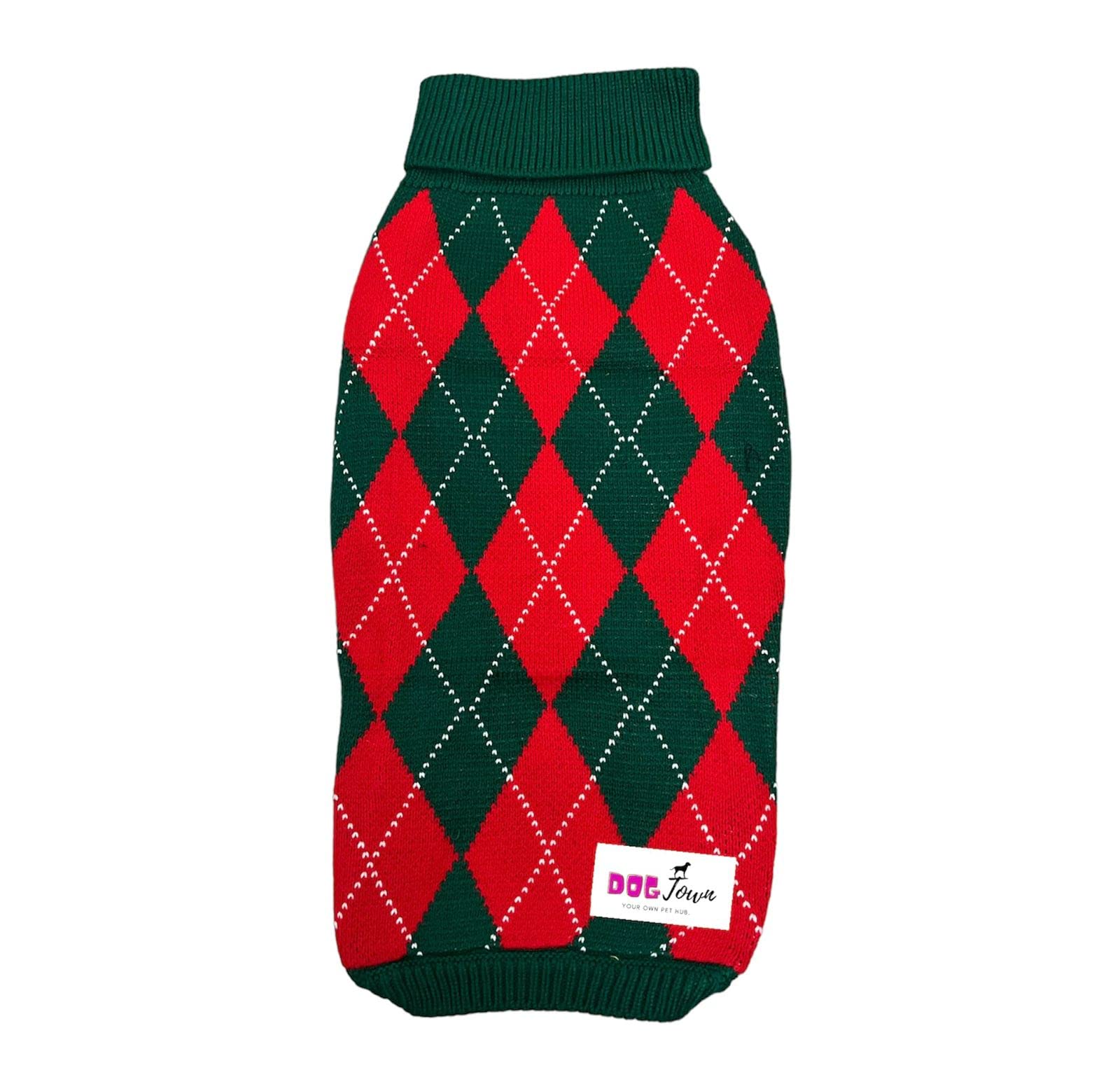 DOGTOWN Checked Sweaters for Dogs/Puppies - Cosy, Soft, Warm & Comfortable Pet Clothes (Red & Green - Medium) (B0BLGZP7QX) Amazon Price History, Amazon Price Tracker