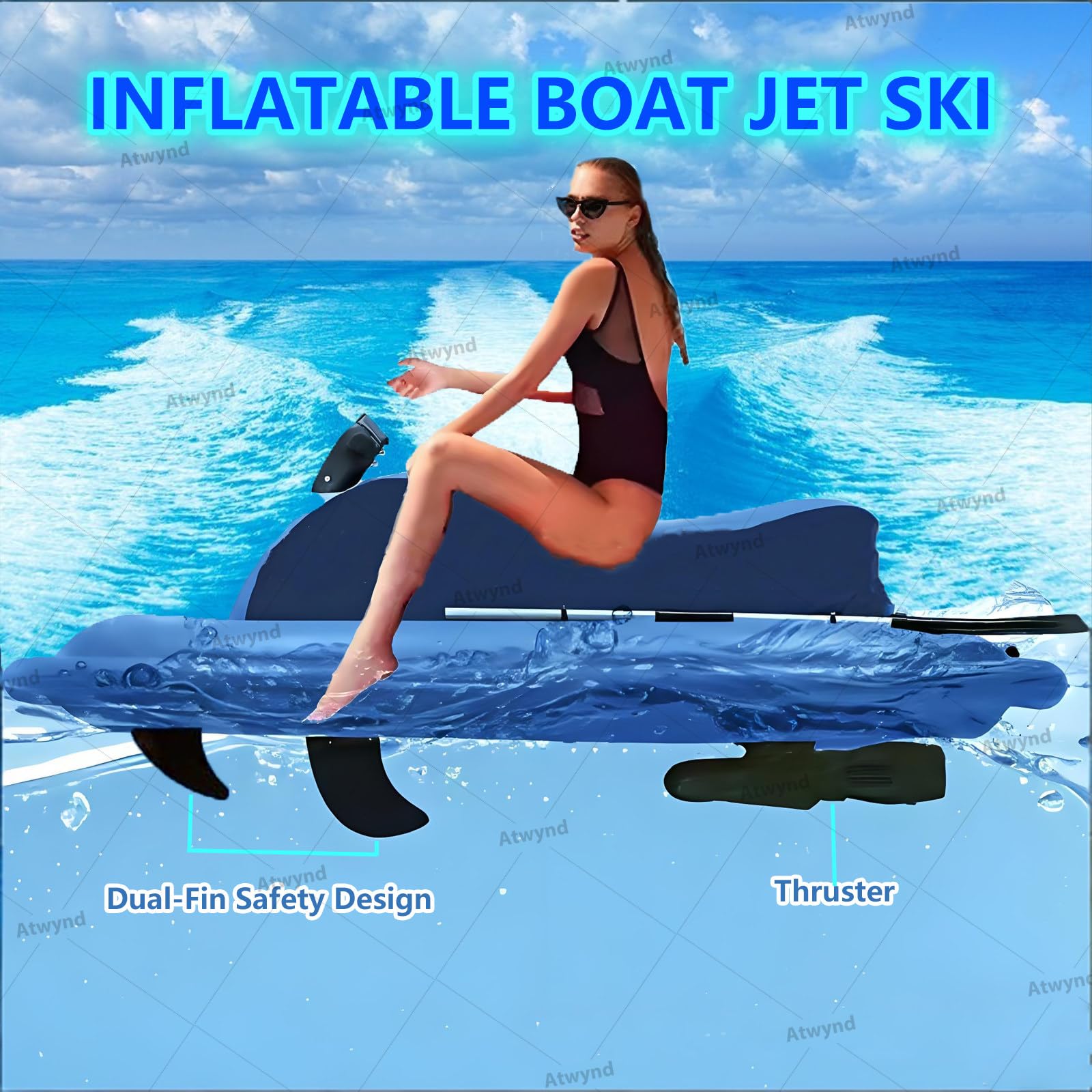 Jet Ski Elettrico Gonfiabile con Motore, Tavola da Surf Elettrica per la Famiglia al Lago, Scooter Subacqueo per Sport Acquatici, Barca a Jet Attrezzatura per Immersioni e Nuoto Nothruster