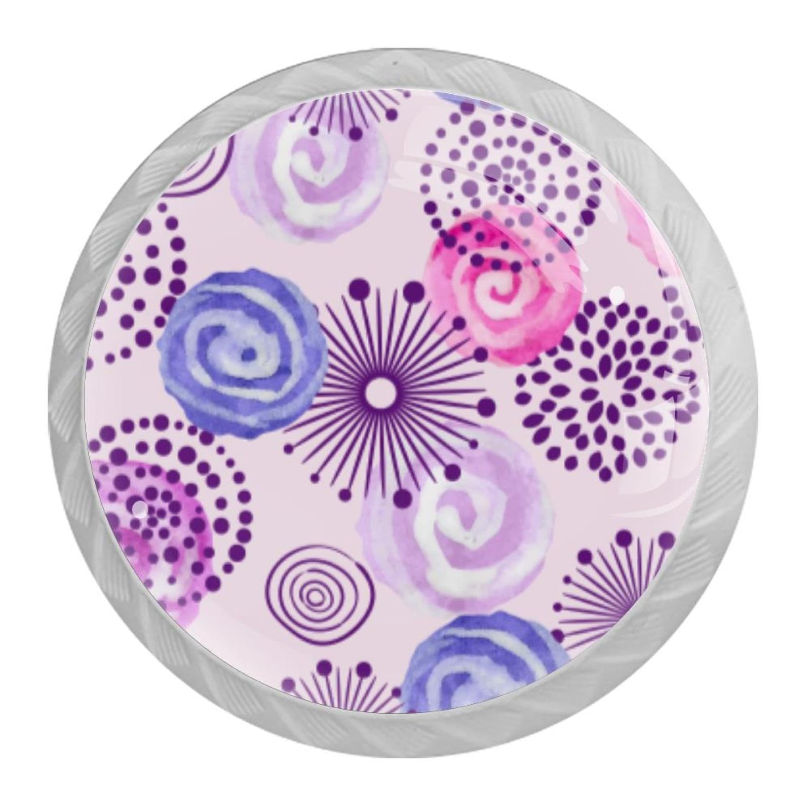 Tqmspg Multi14 4 Pieces Drawer Pulls Circles And Flowers Door Knobs Dresser Handles For Kitchen Wardrobe Cupboard Hardware Furniture