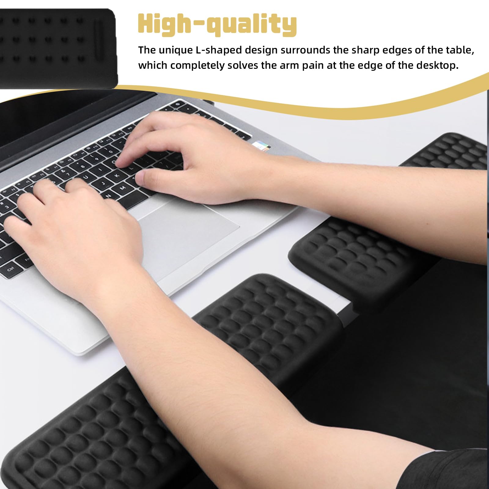 Set di 2 poggiapolsi ergonomici a forma di L, memory foam, antiscivolo, 30 x 10 cm