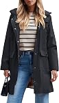 SaphiRose Women's Waterproof Rain Jacket Lightweight Raincoat Hooded Windbreaker Trench Coat