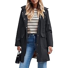 Women's Waterproof Rain Jacket Long Raincoat Hooded Windbreaker Trench Coat