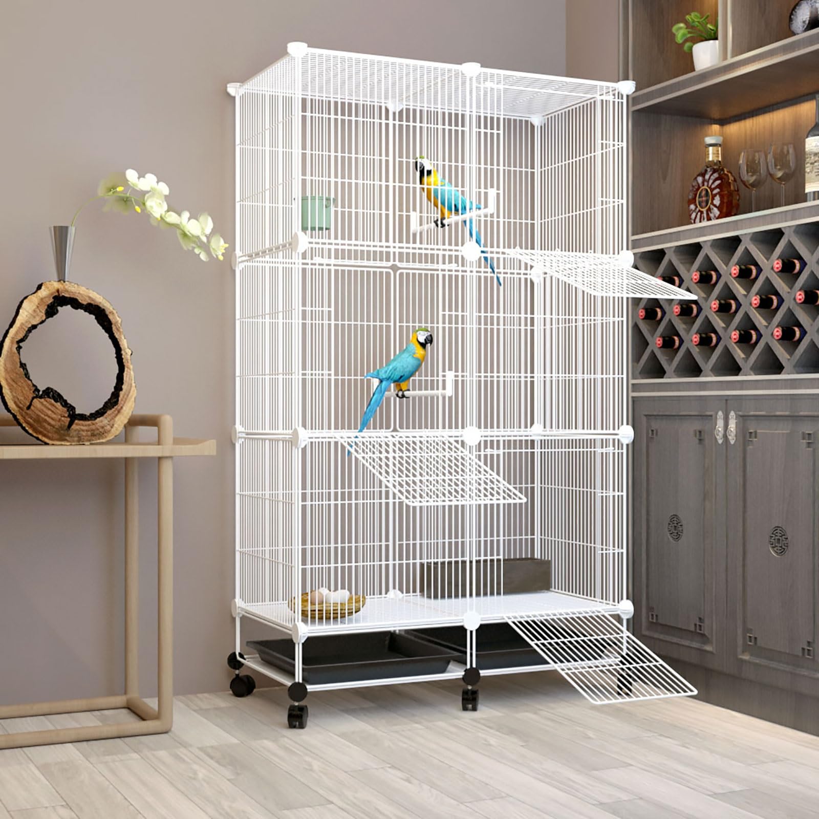 Jaula para pájaros, Jaula para Loros, Jaula para periquitos con Bandeja extraíble para Loros, cacatúas, periquitos, Palomas, Jaula de Vuelo para pájaros (tamaño: 70 x 35 x 123 cm) (70 x 35 x