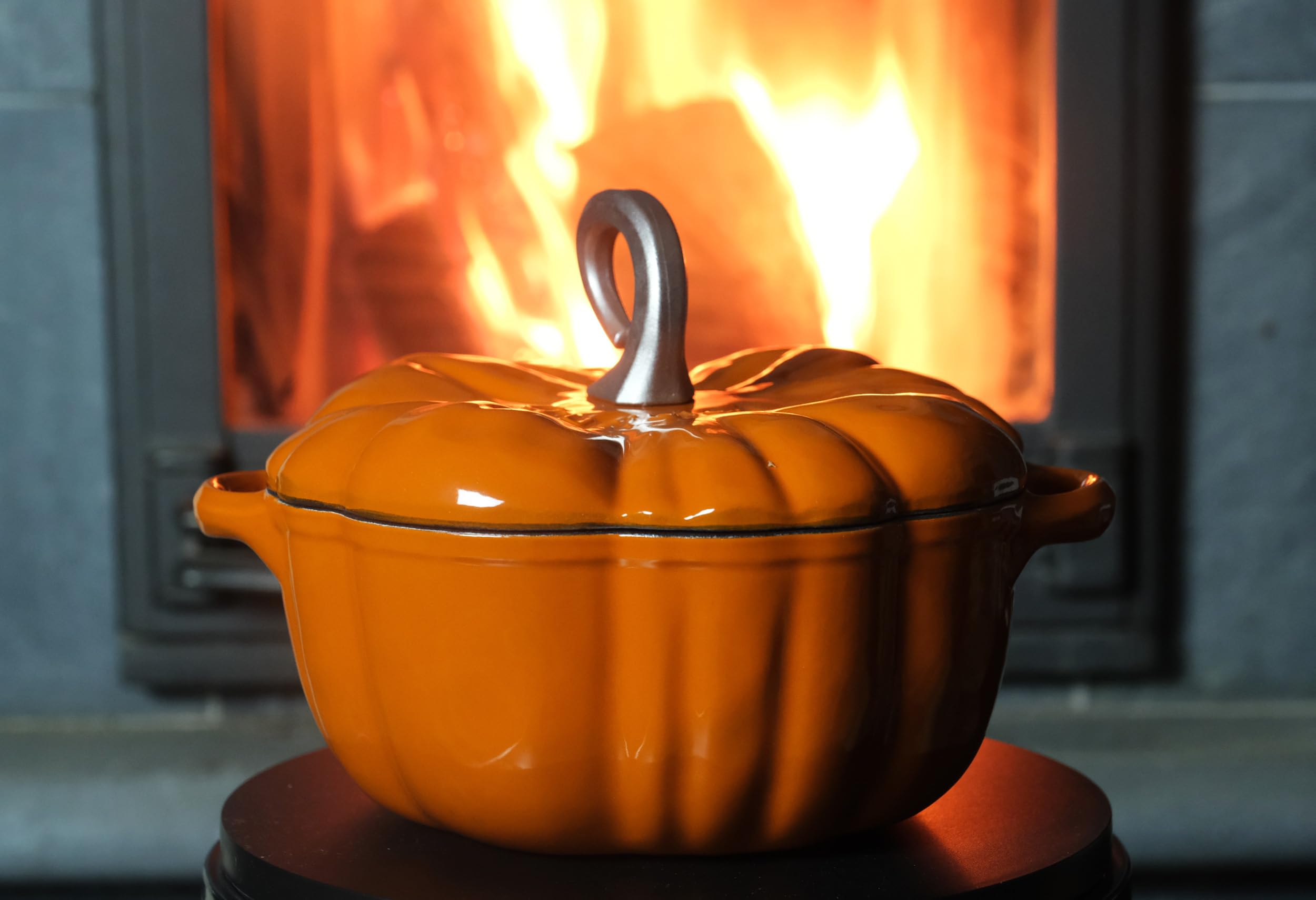 Amazon.com: Enameled Cast Iron Pumpkin Pot Dutch Oven Cocotte