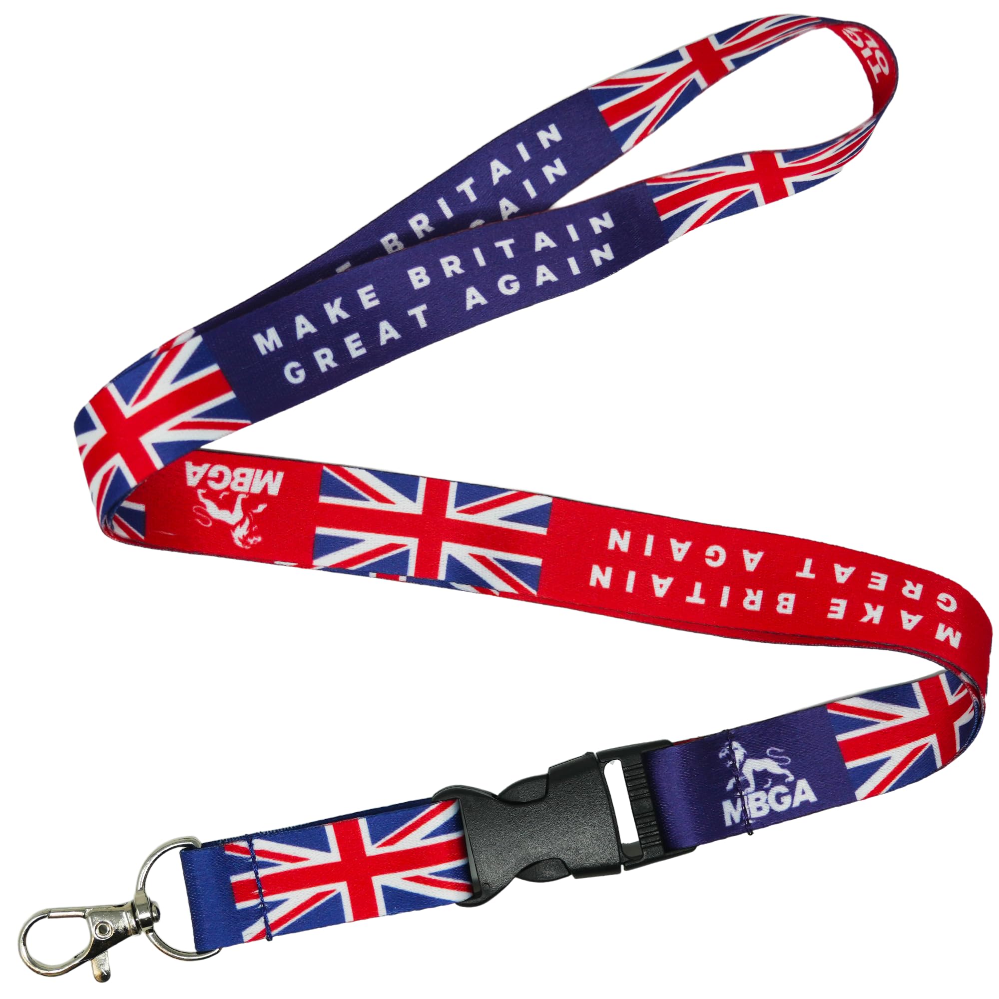 Tigoli Make Britain Great Again Lanyard – Union Jack Flag Neck Strap – 57cm Premium Polyester Lanyard with Quick Release Buckle & Metal Swivel Hook for Keys, Passes & ID Cards – Patriotic Gift