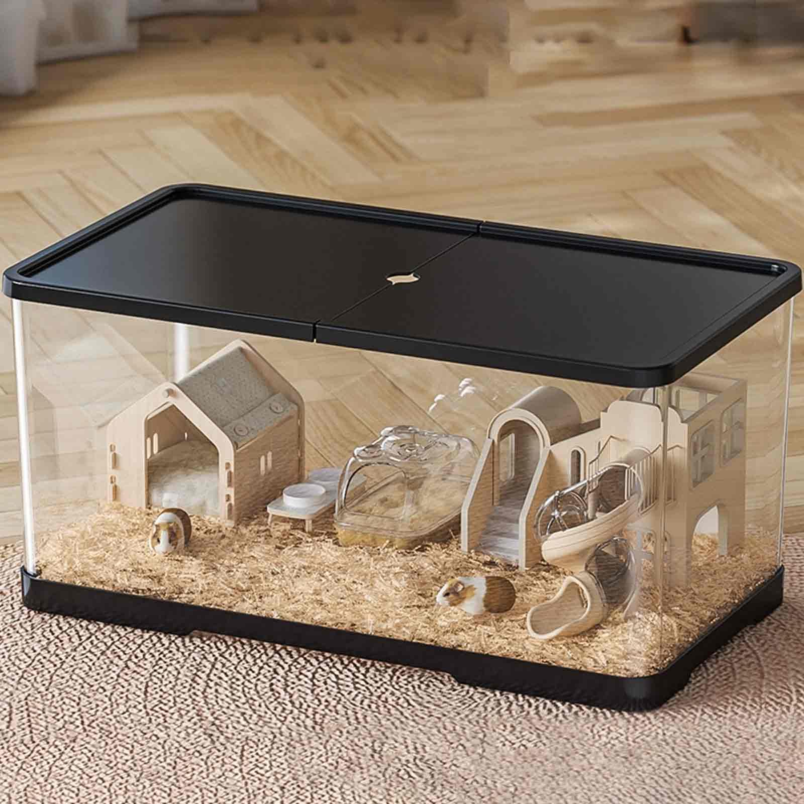 Cage Hamster Russe Plastique, Maison pour Hamster Confortable, Cage pour Hamster Panoramique à 360°, Matériau As, Conception D'aération, Cadre Intégré