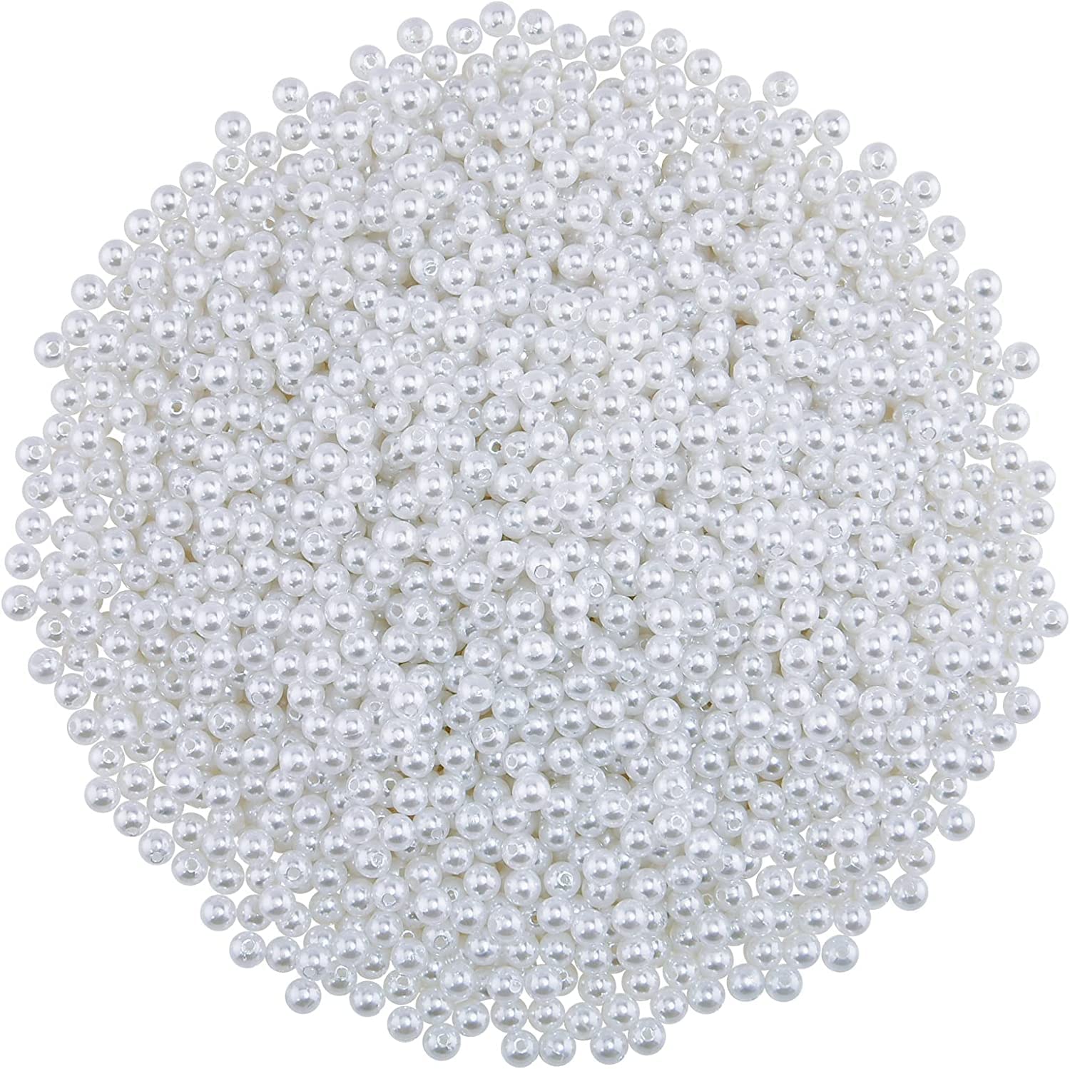 Dreamlover 1000pcs White Pearl Beads Sets Round Shape 6mm Pearl Bead for Jewellery Making Craft Bangles Necklace Moti for Crafting Bracelet Earring Loose Pearls with Holes Sewing Crafts Fake Pearl