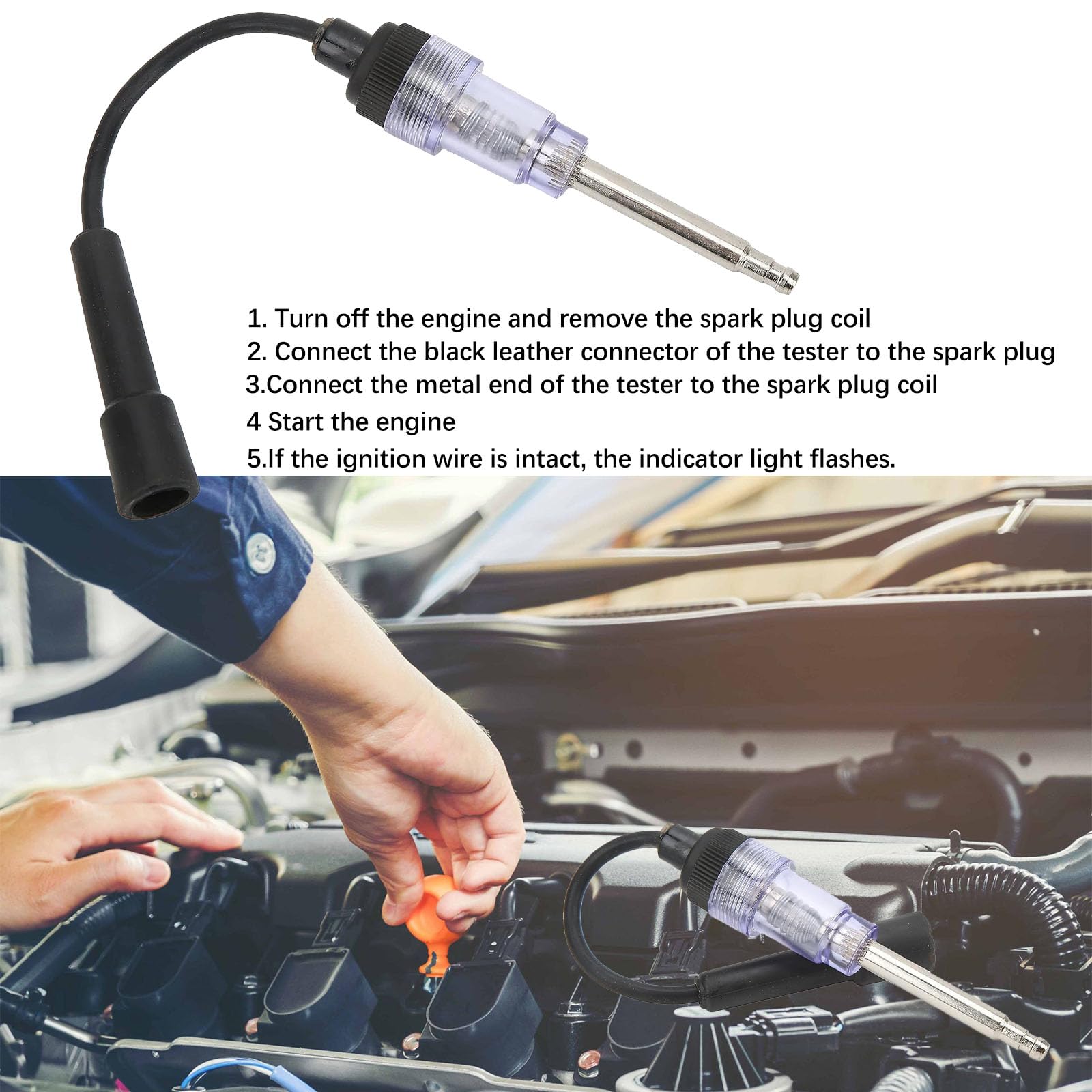 Tester di Accensione per Auto, Moto e Tosaerba - Tester per Scintille e Candele di Accensione