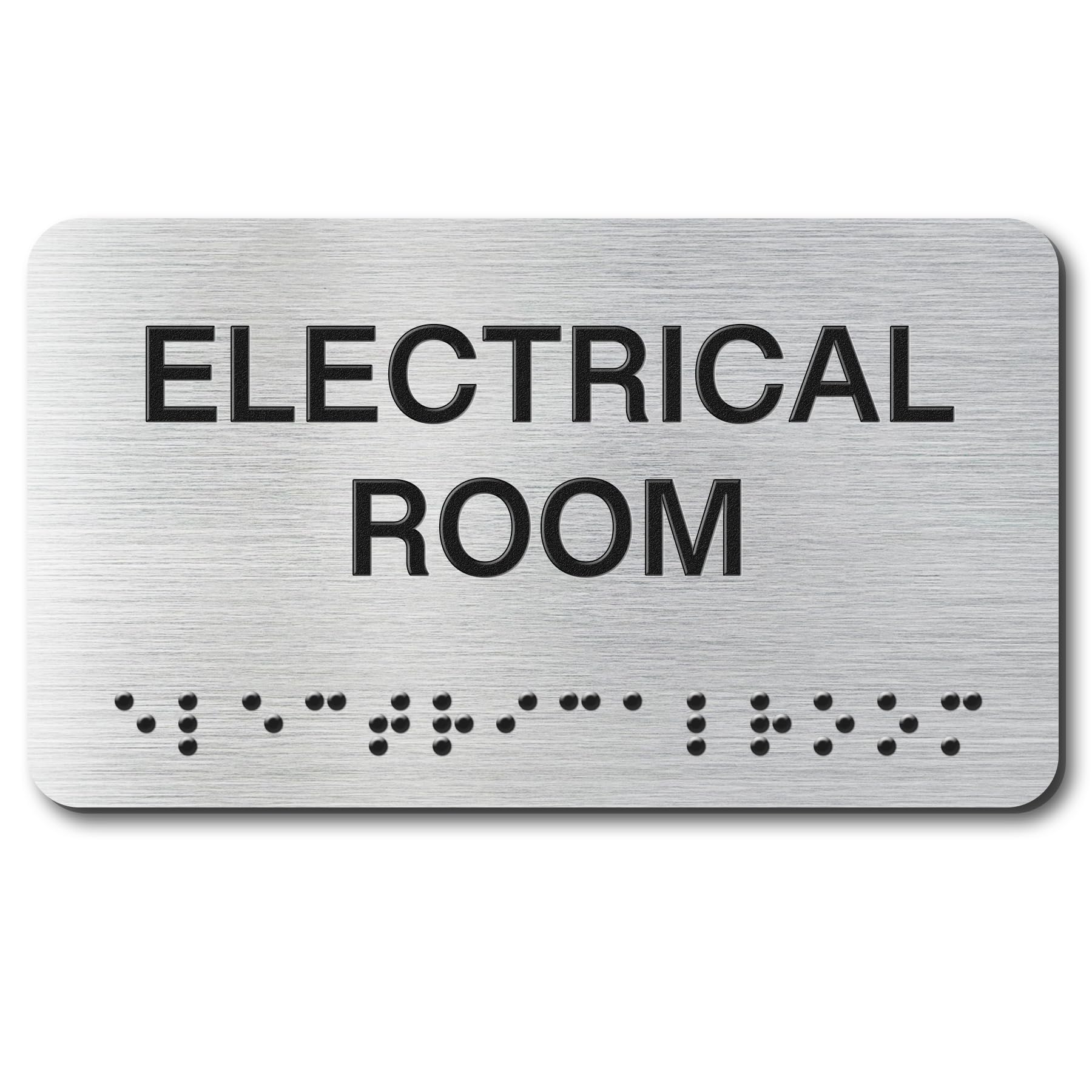 ELECTRICAL ROOM Signs with Raised Text & Grade 2 Braille, Brushed Aluminum/Silver Finish Easy Install with Double-Sided Tape, ADA Compliant Elevator