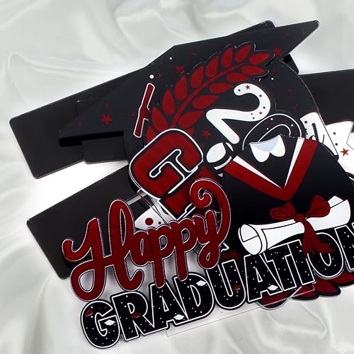 Miniatura 12 de LINGTEER Decoraciones de fiesta de graduación de clase 2025 – 3 piezas de felicitaciones de graduación 2025 de acrílico para centros de mesa