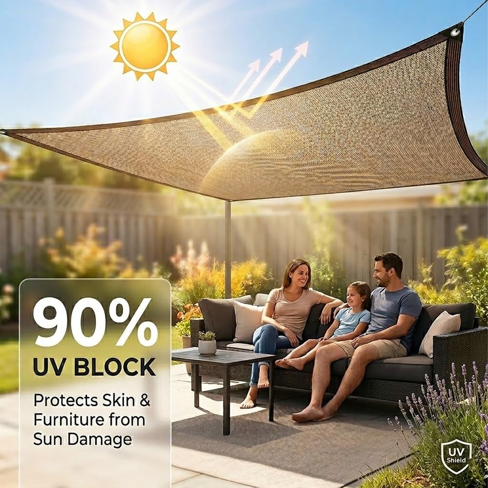 Genérico 90% Red De Sombra para Invernadero, Malla De Sombra con Ojales, Toldo Vela De Sombreo Resistente A Los Rayos UV Permeable Tela De Sombreo Protección Solar Lona para Exterior Jardín | 5x14.0m