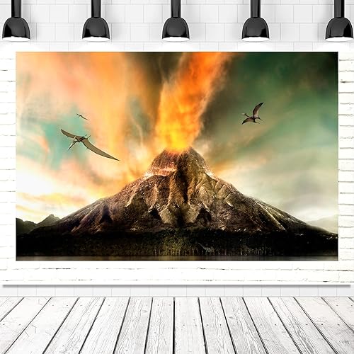 Miniatura 3 de Fondo volcánico MEETSIOY de dinosaurio volcánico mágico erupción volcánica fondos de fotografía para estudio fotográfico, accesorios de fondo de 5 x