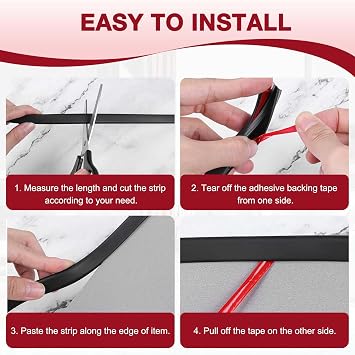 Rubber Edging Self-adhesive U-shape Trim Rubber Sealing Strip Edge Protector for Car Door Trim (Black, 4.8mm×6m)