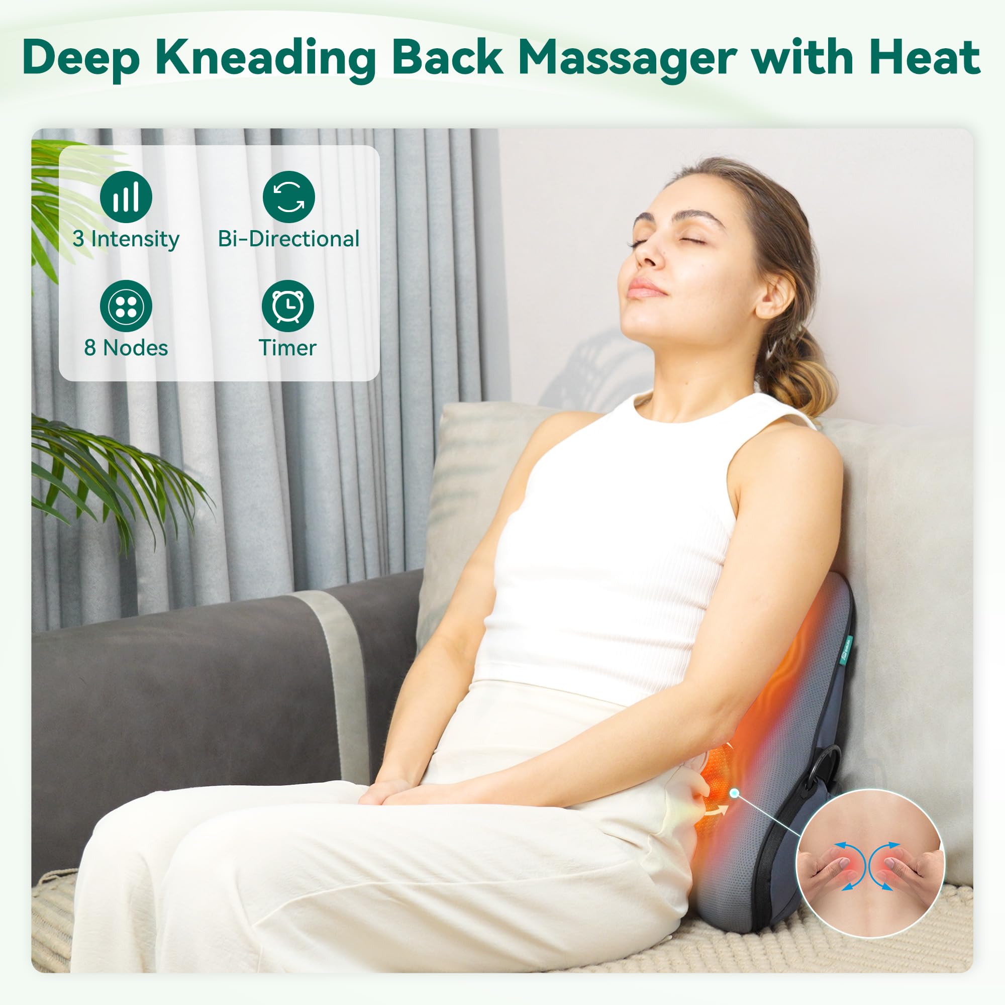 Snailax Shiatsu-Massagegerät für Rücken, Nacken und Schultern, Memory Foam Design, 6D Kneten Tiefe Gewebeentlastung, Lendenwirbelstütze für Bürostühle, Geschenke für Männer und Frauen