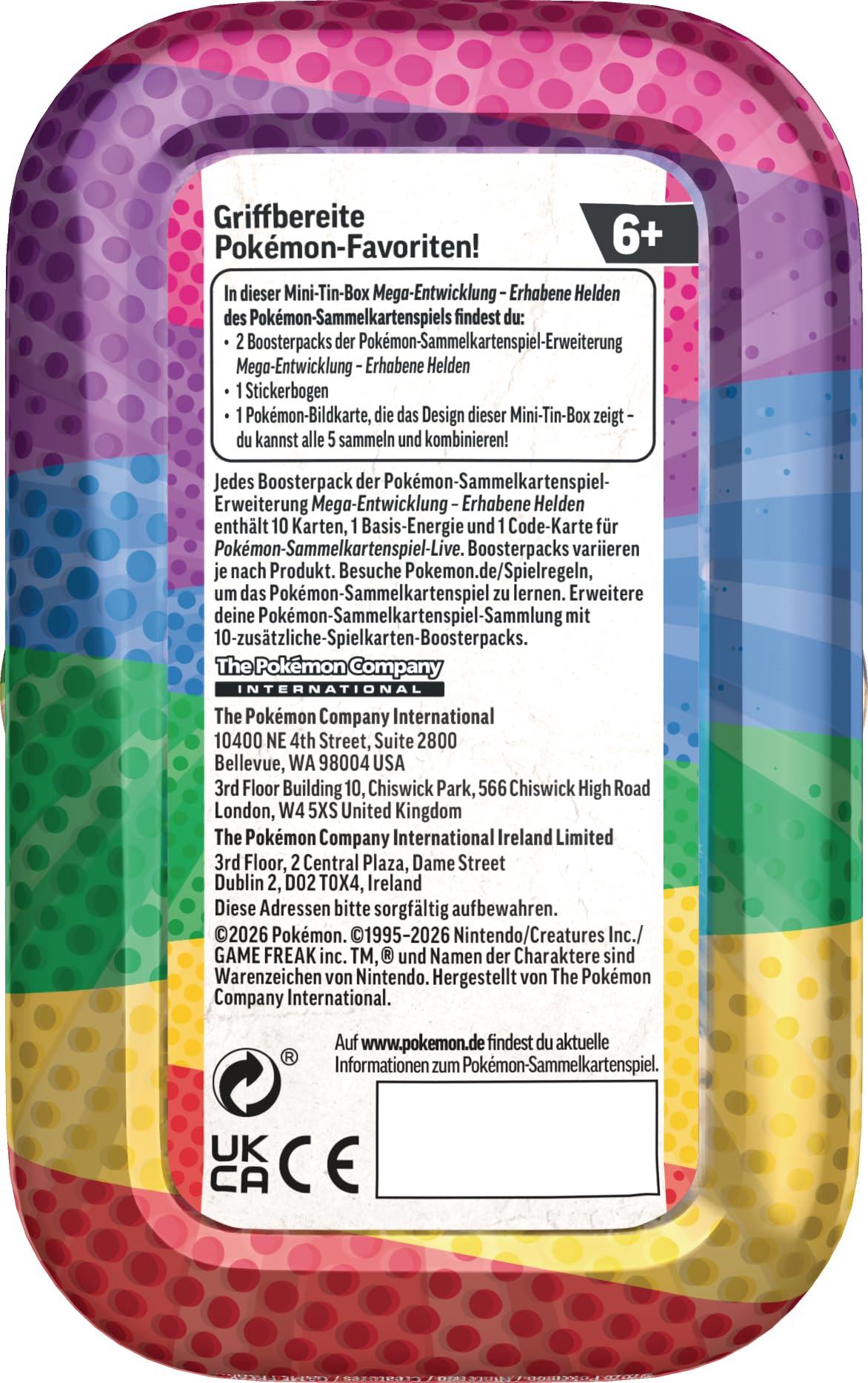 Pokémon-Sammelkartenspiel: Mini-Tin-Box Mega-Entwicklung – Erhabene Helden: Piepi und Endivie (1 Stickerbogen, 1 Pokémon-Bildkarte und 2 Boosterpacks) - 3