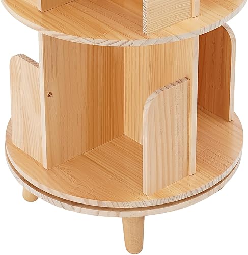 Miniatura 8 de DouSeiAi Estantería giratoria de 2 niveles, estantería independiente de 28 pulgadas de altura con patas, estantería circular para niños y adultos,