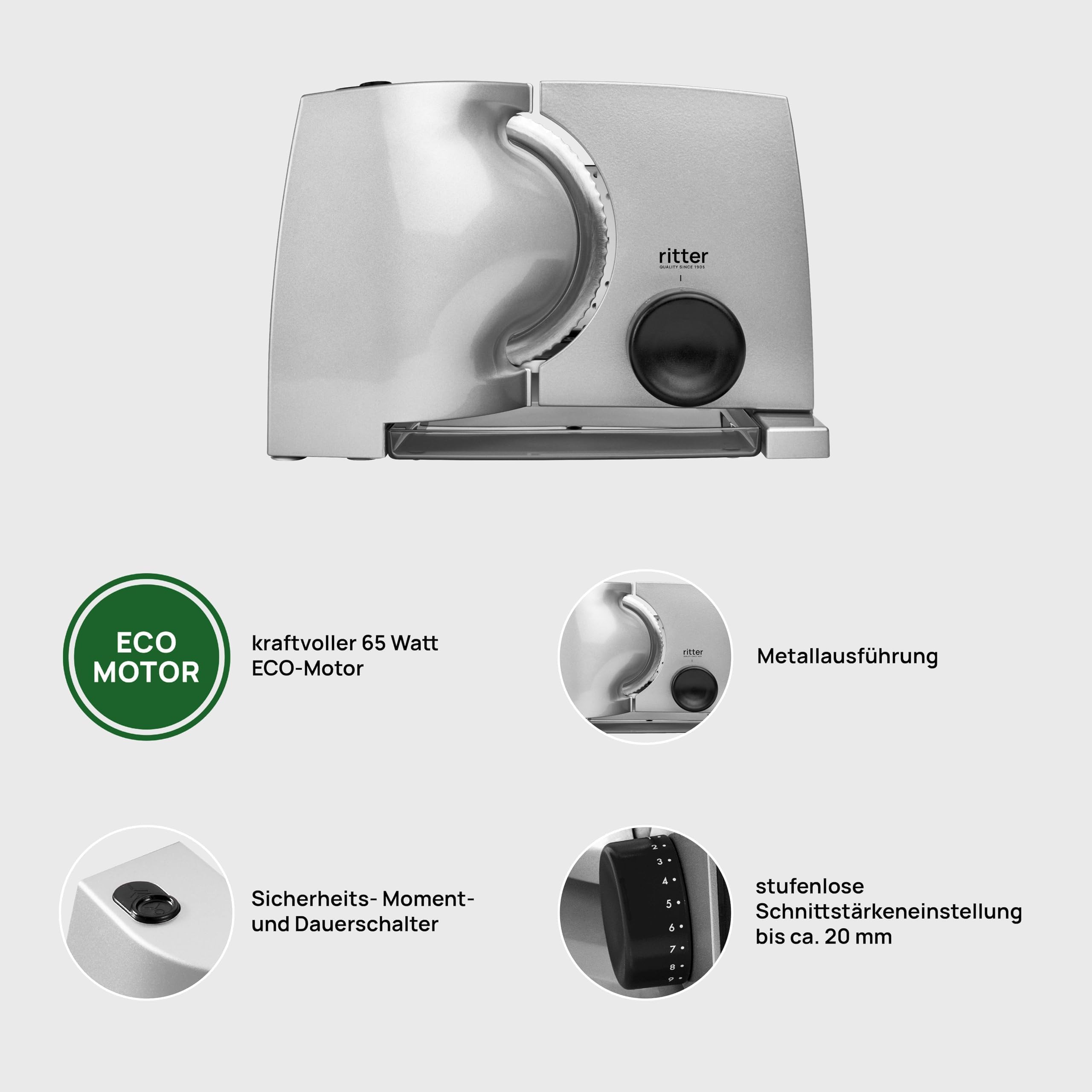 Ritter Compact 1 Elektrischer Allesschneider Brotschneidemaschine aus Metall Made in Germany