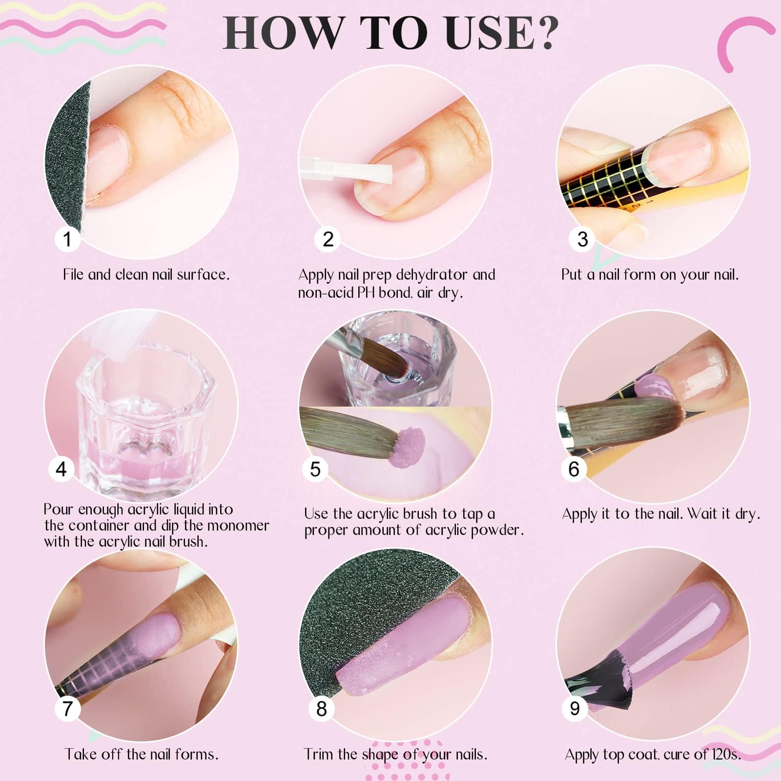 Saviland Acrylic Nail Kit - Pudry I Płyny Akrylowe, 3 Kolory Zestaw Przezroczystych Pudrów Akrylowych w Kolorze Różowym Nude do PrzedłUżania Paznokci Akrylowych