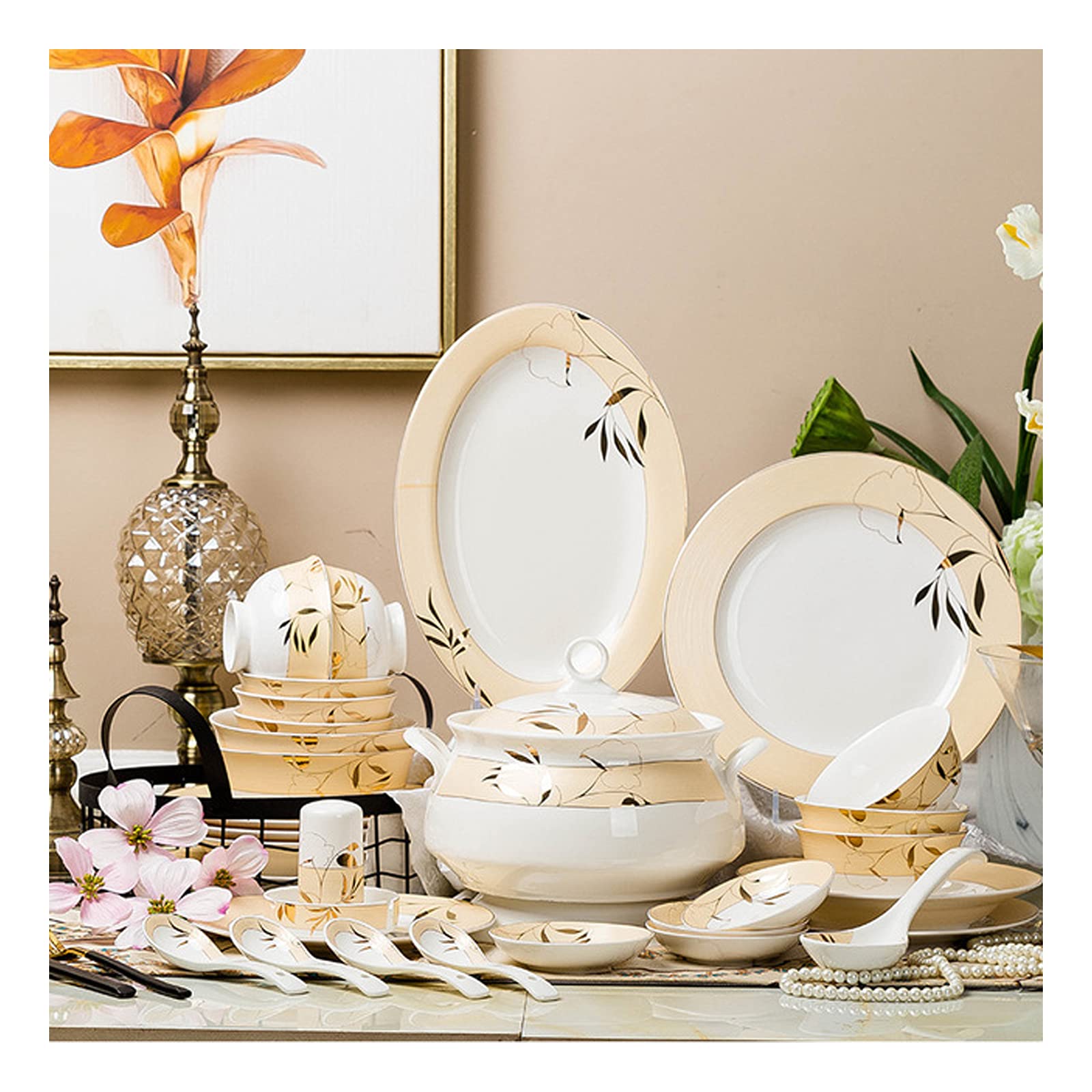 ボーンチャイナディナーセット 北欧風レリーフ プノンコンビネーション