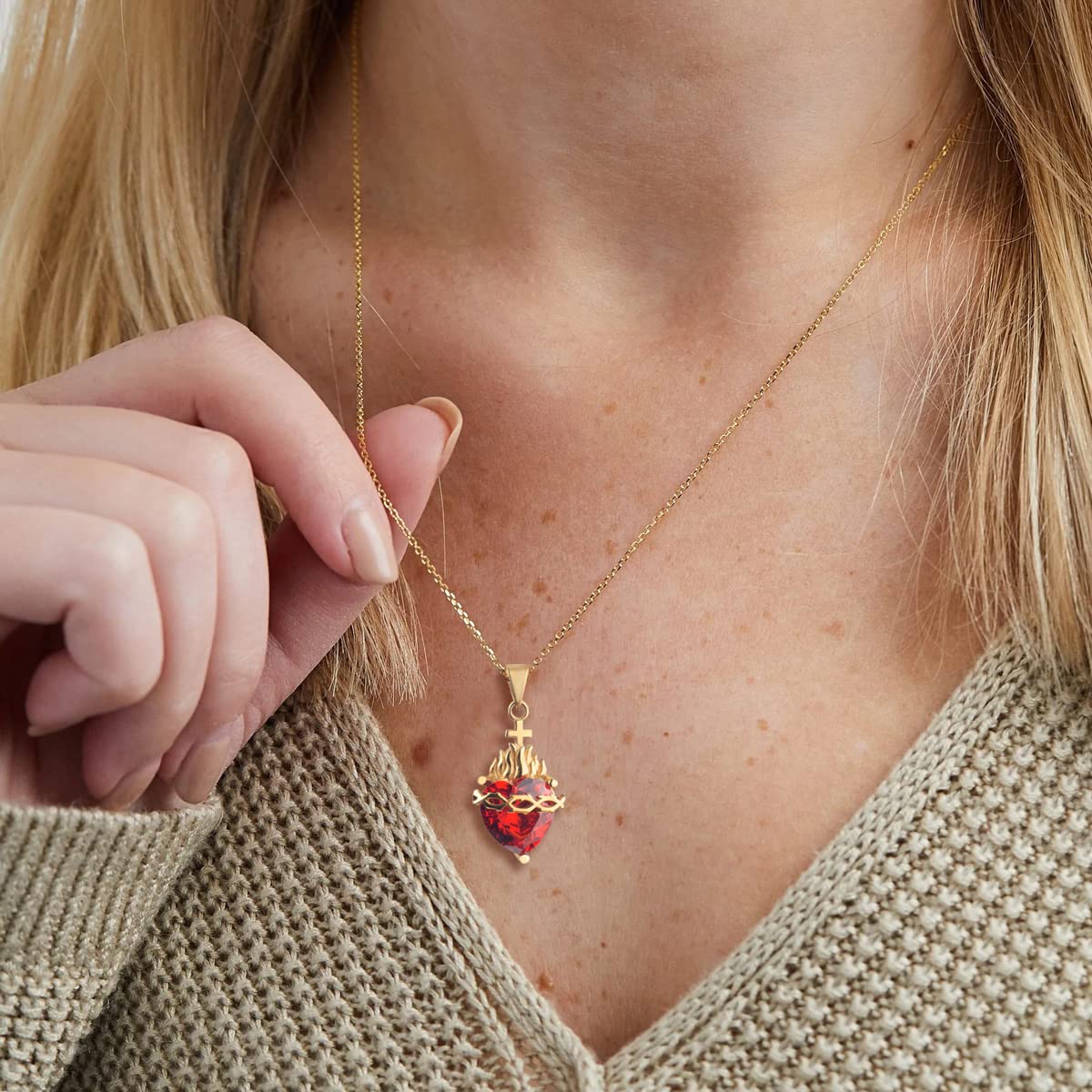 Colgante del Sagrado Corazón de Jesús, Inmaculado Corazón de María para mujer, regalo para oraciones