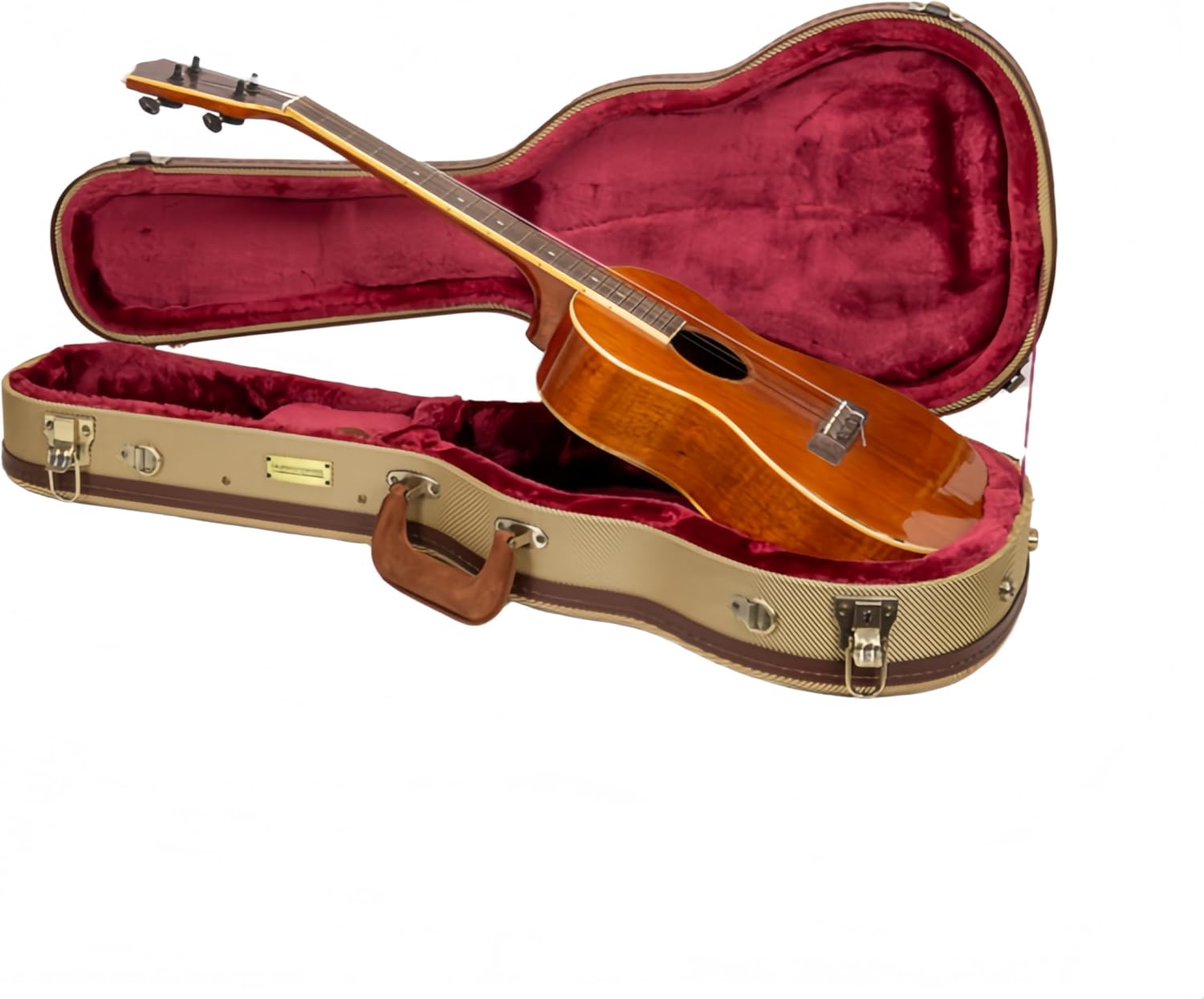 Crossrock Master Series Baritone Ukulele Case for 30'' & 31'' | Classic Fabric Tweed Exterior, Re-Engineered Shell, Backpack Straps & Leather Handle (CRW720BUFT)