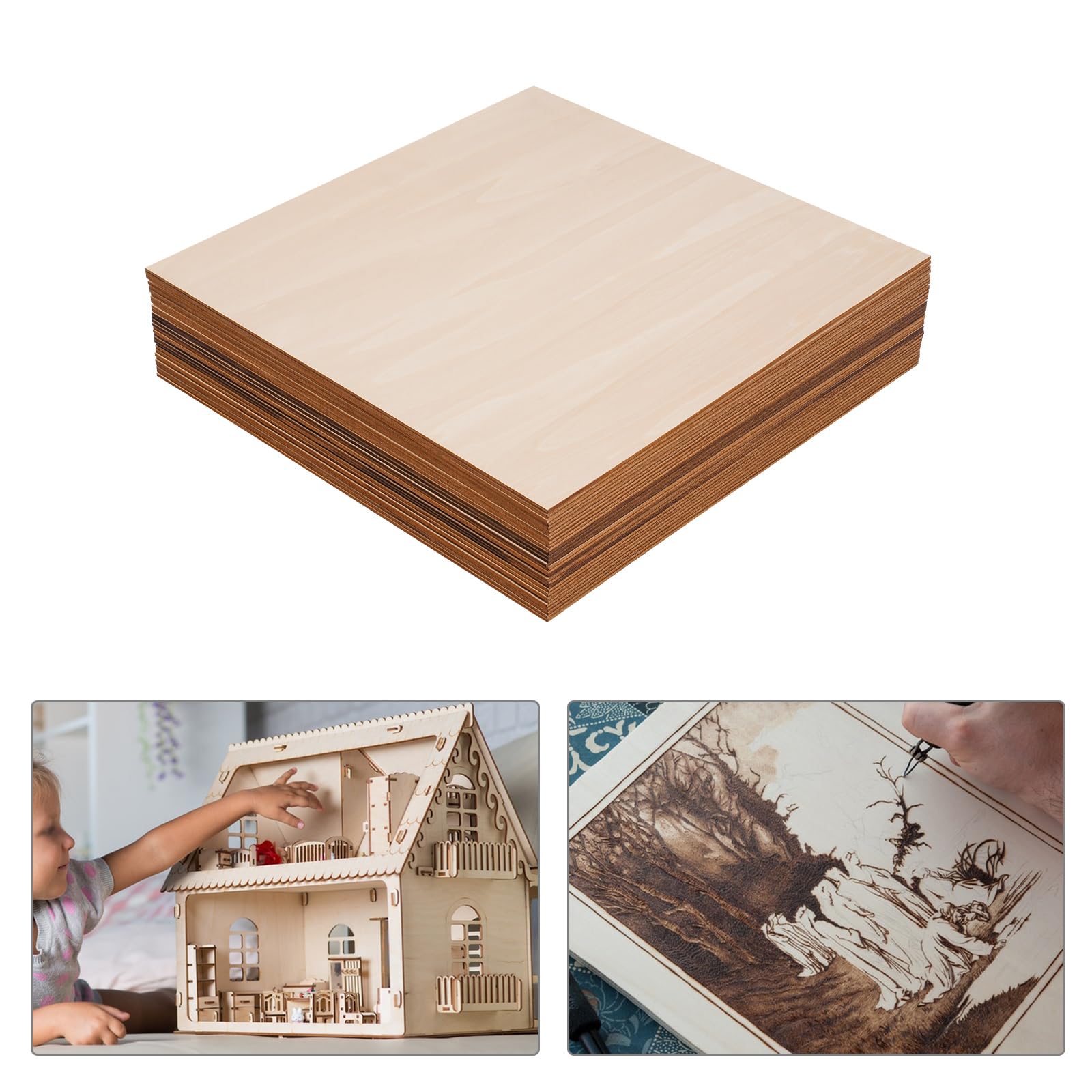 30 stuks multiplexplaten 3 mm, laserhout, houten plaat, multiplex 3 mm, knutselhouten platen, balsahout, lasergeschikt lindehout, multiplex houten platen, 400 x 400 x 3 mm, voor doe-het-zelf, model
