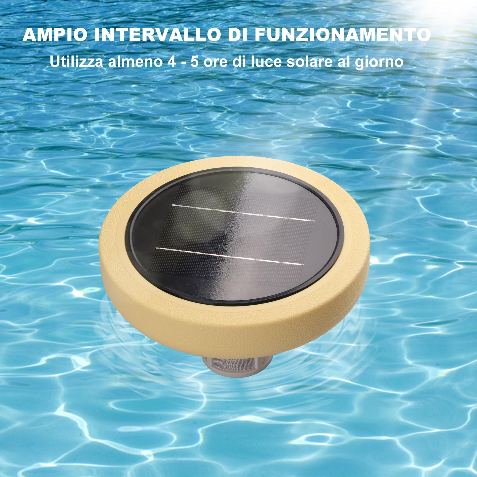 Solar Pool Ionisator Für Oberflächen- Und Einbautbecken, Schwimmender Kupfer Pool Reiniger, Bis Zu 150.000 Liter, Wasserreiniger Für Pools Und Spas (Gelb)
